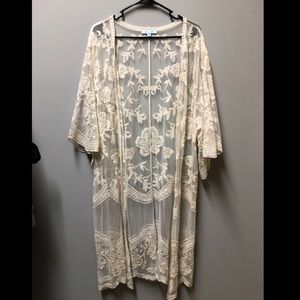 She and Sky cream lace kimono